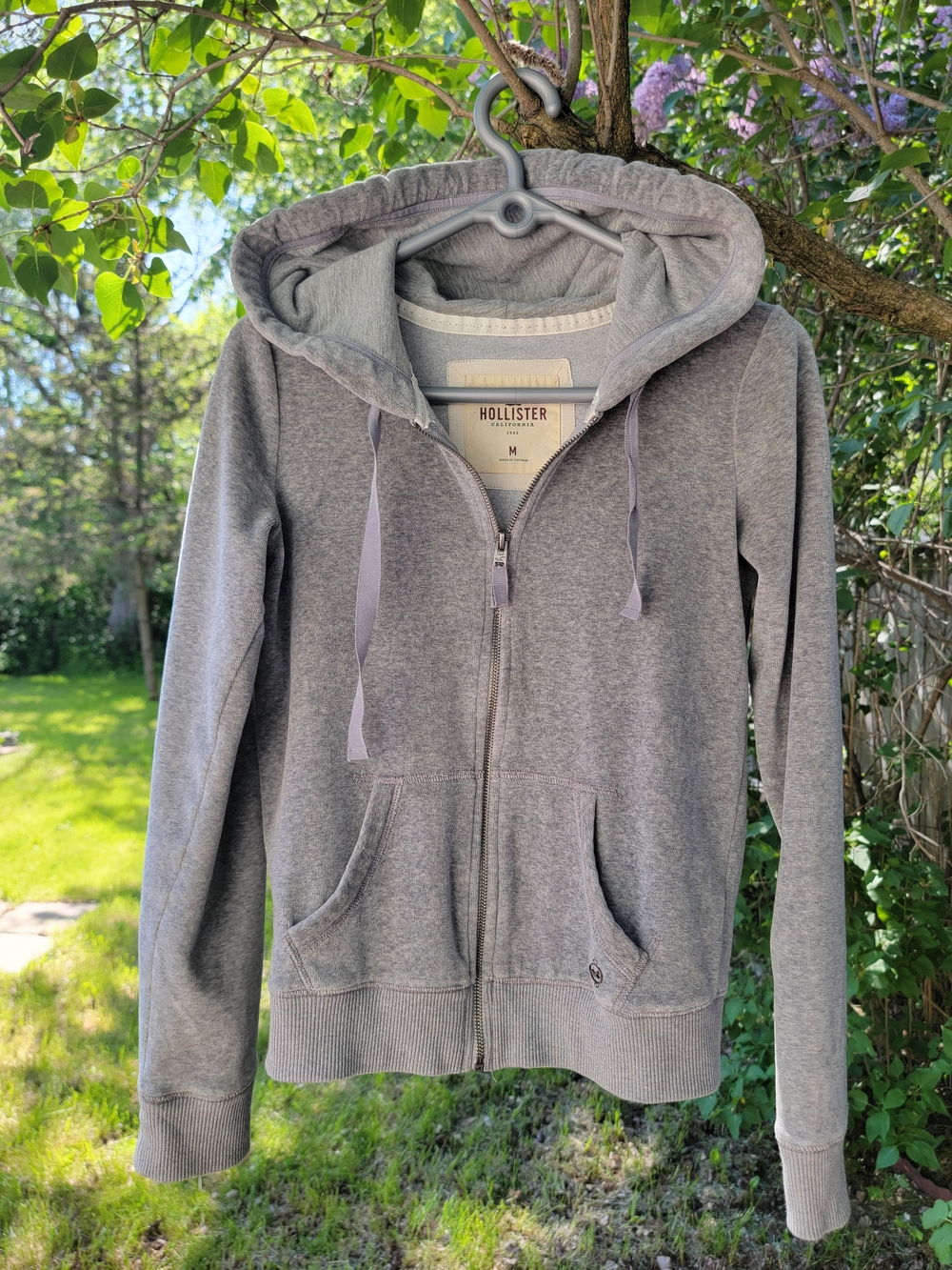 Hollister Heather Gray Full-Zip Hooded Sweatshirt - Picture 1 of 5